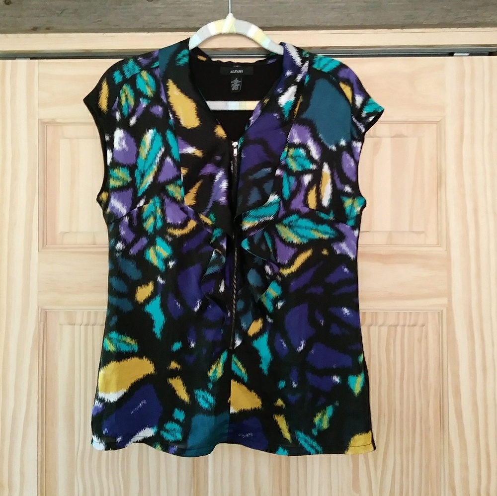Alfani Bold Colored Zipper Blouse